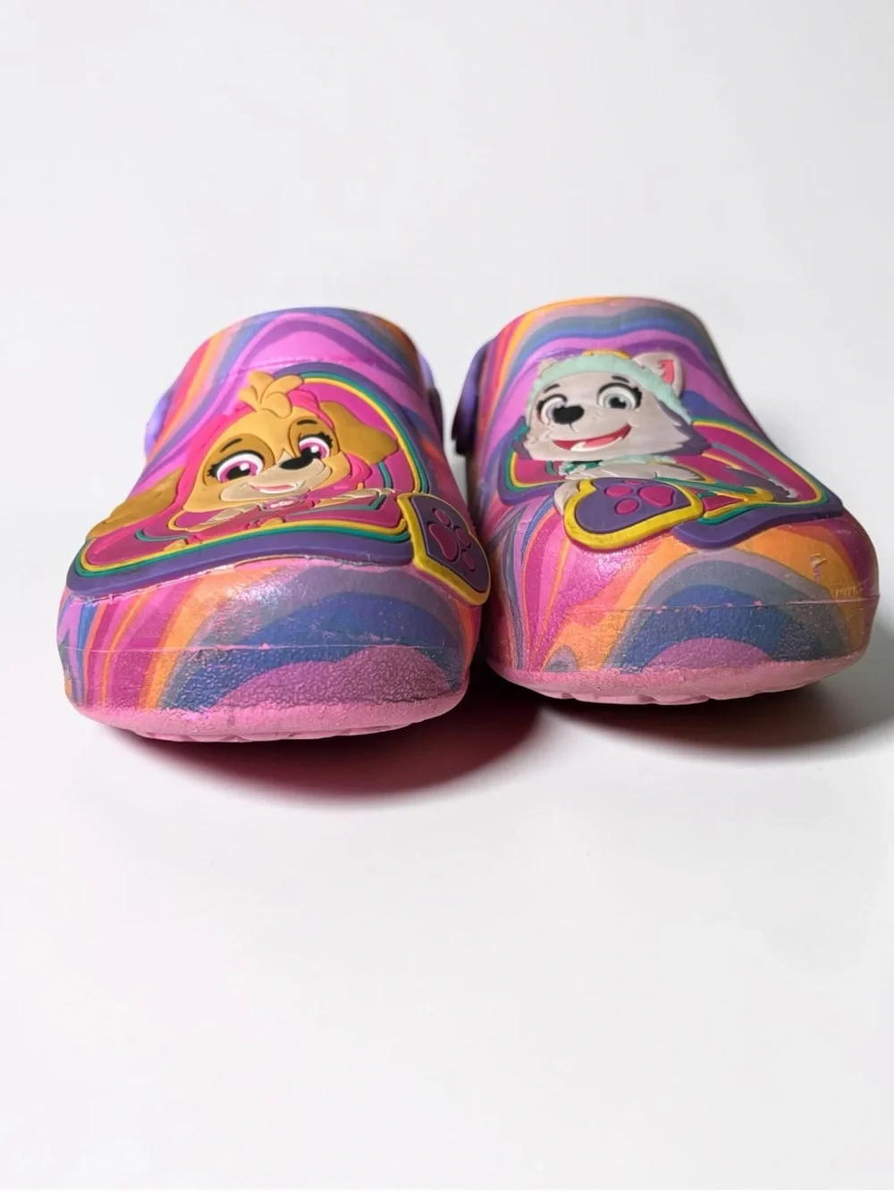 Paw Patrol Skye Everest Girls Clogs Size 9/10 Pink Purple Rainbow Tie Dye shoes